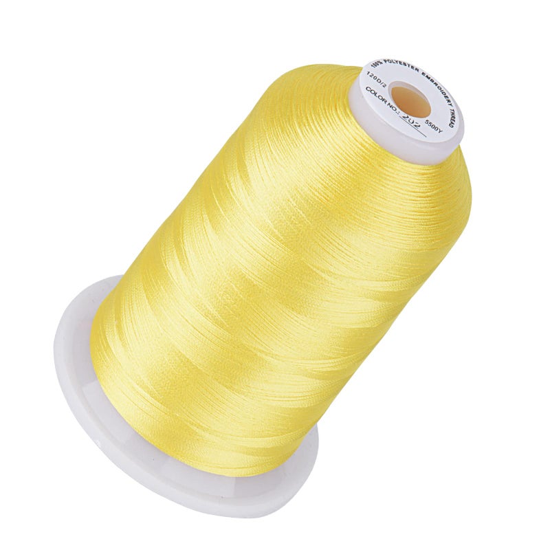 Simthread 5500Yds Embroidery Thread, 5000M High-Yardage 40WT 100% Polyester Thread - 170+ Vivid Colors, High-Speed Rated - Compatible with Brother, Singer, Janome & More - Lemon Yellow 202 - Image 1